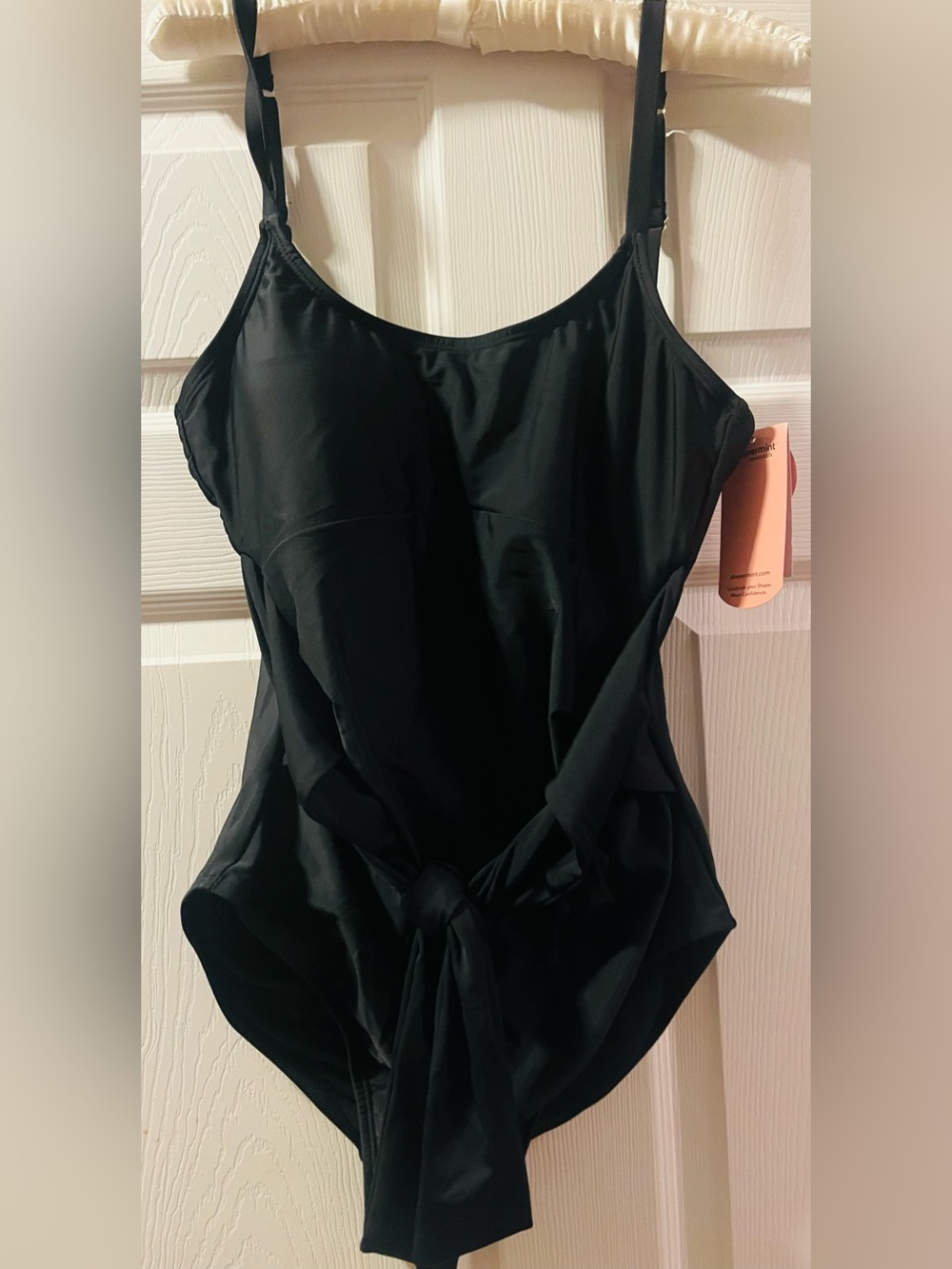 Shapermint Black One-Piece Swimsuit with Front Tie Detail  New with  tags